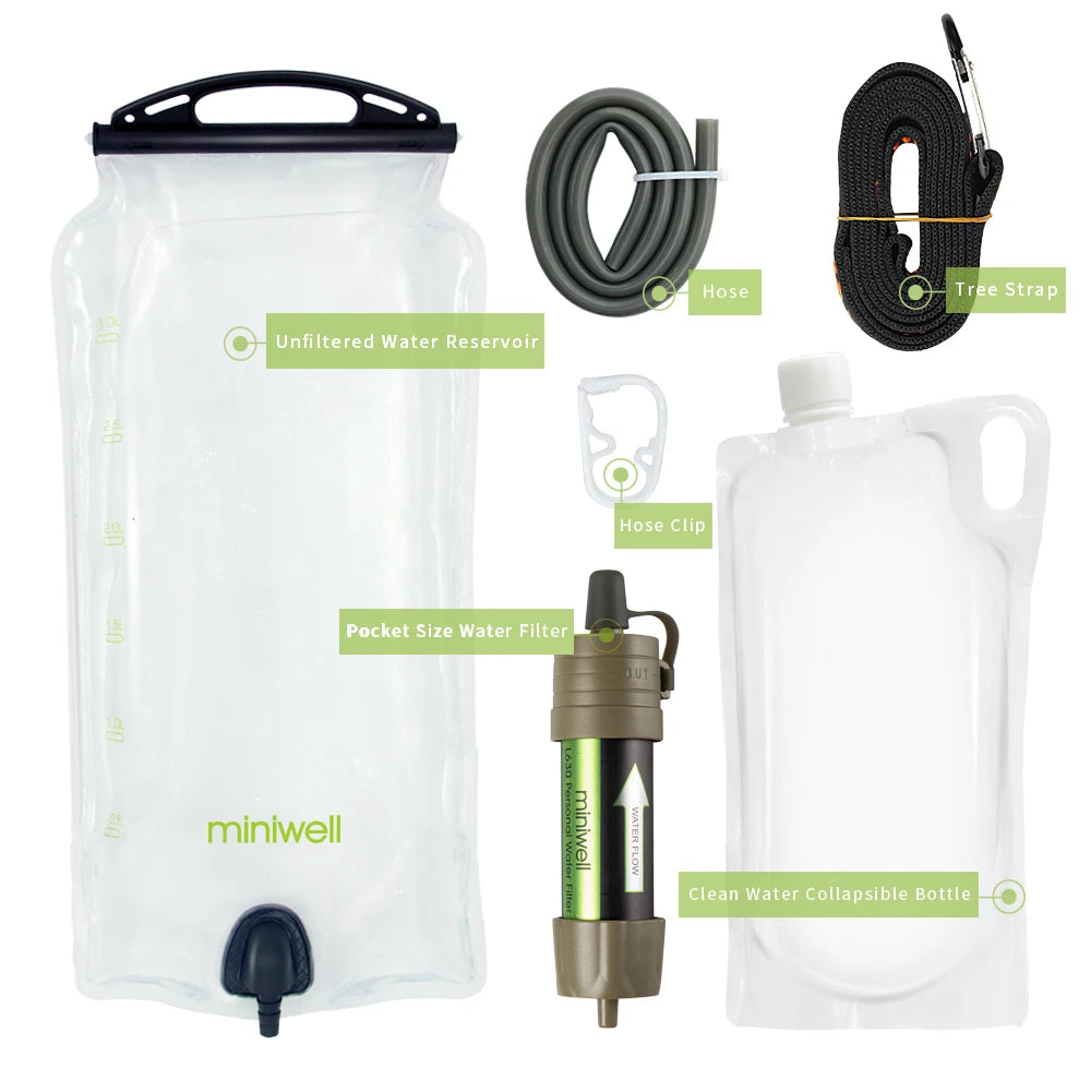 Miniwell Portable Water Purifier Straw Filter For Hiking And Survival