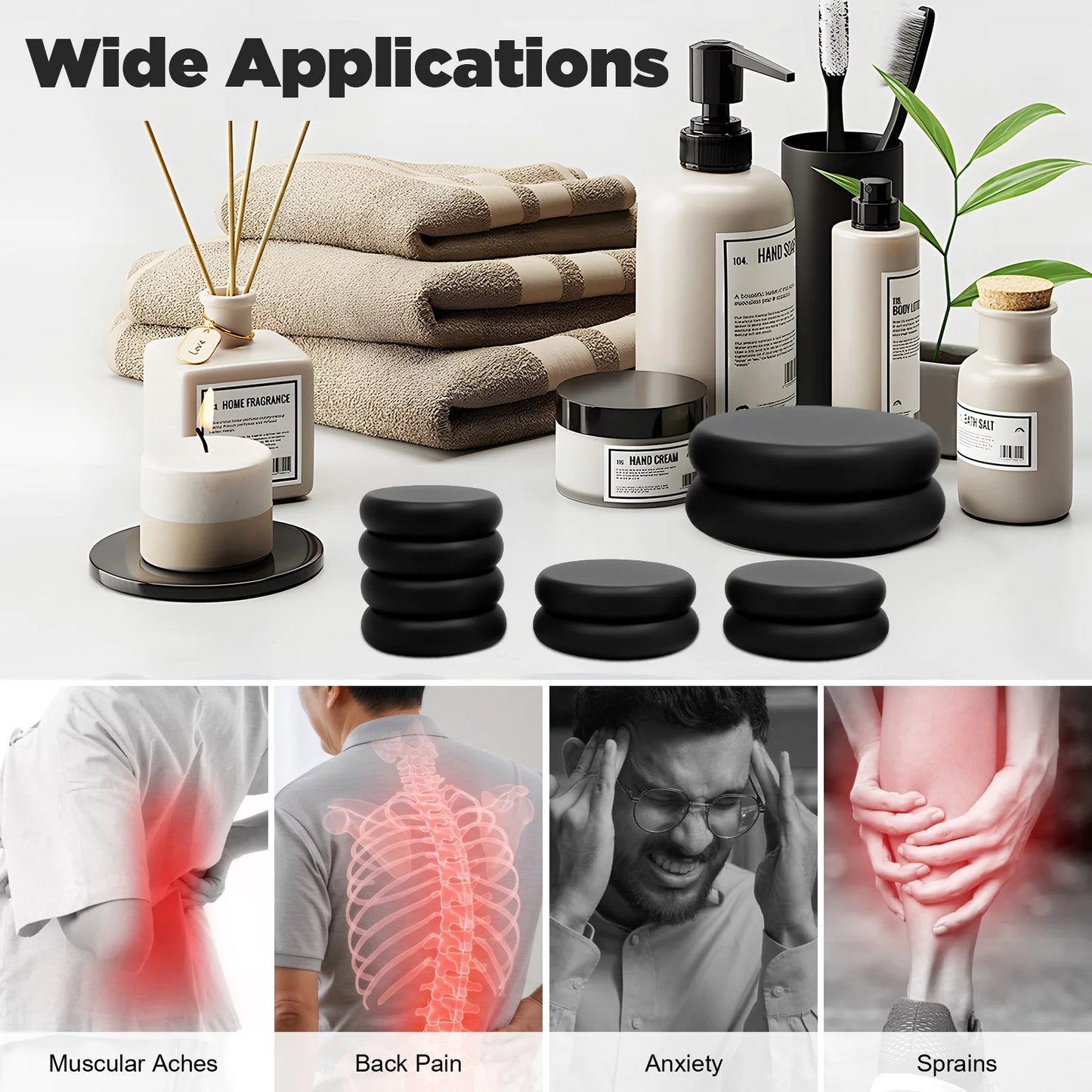 16 Pcs Hot Stones Massage Warmer Kit, Portable Hot Stones Massage Set with Heater Box for Home Spa Warming Therapy Relaxing