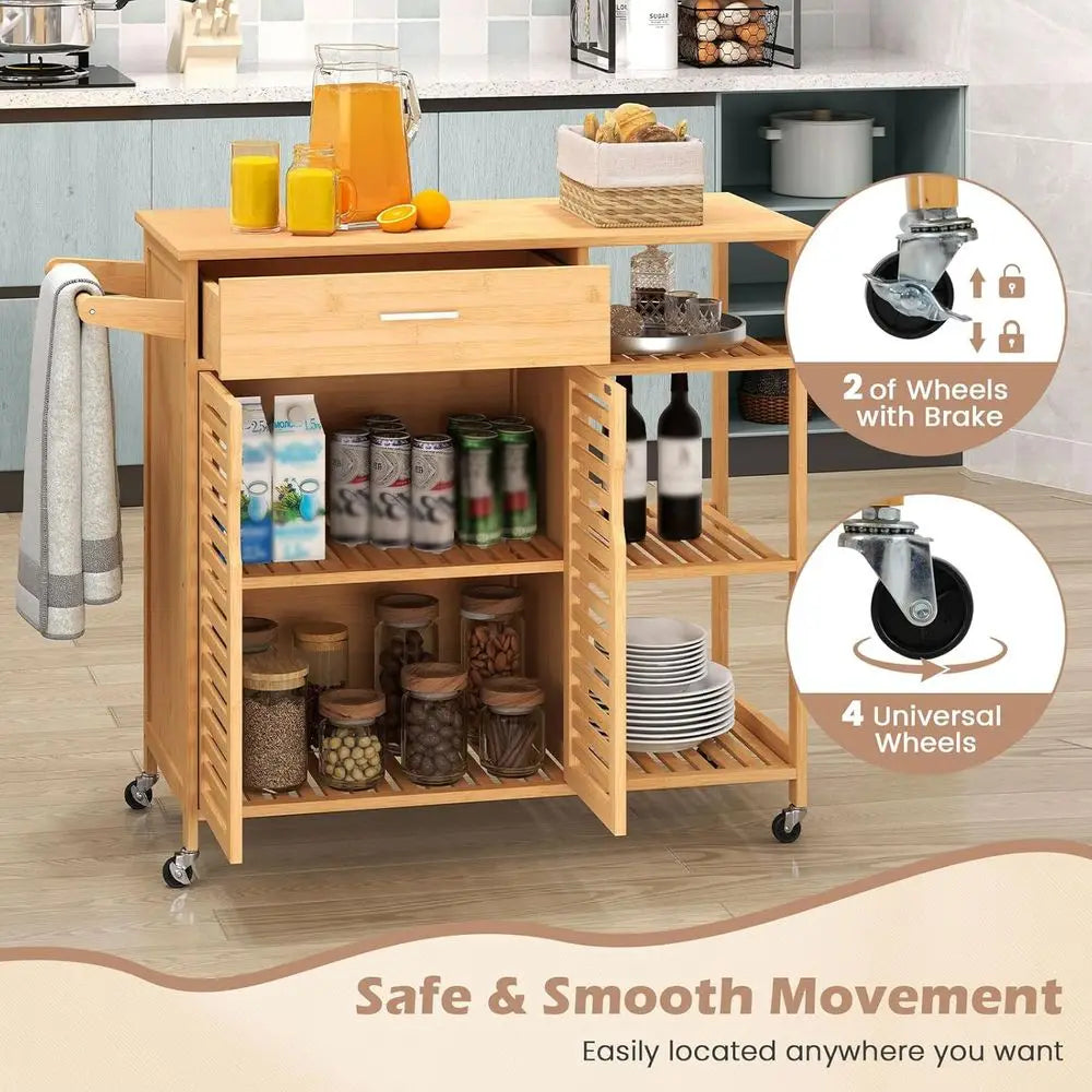 DAFIFY Rolling Kitchen Island Cart With Butcher Block