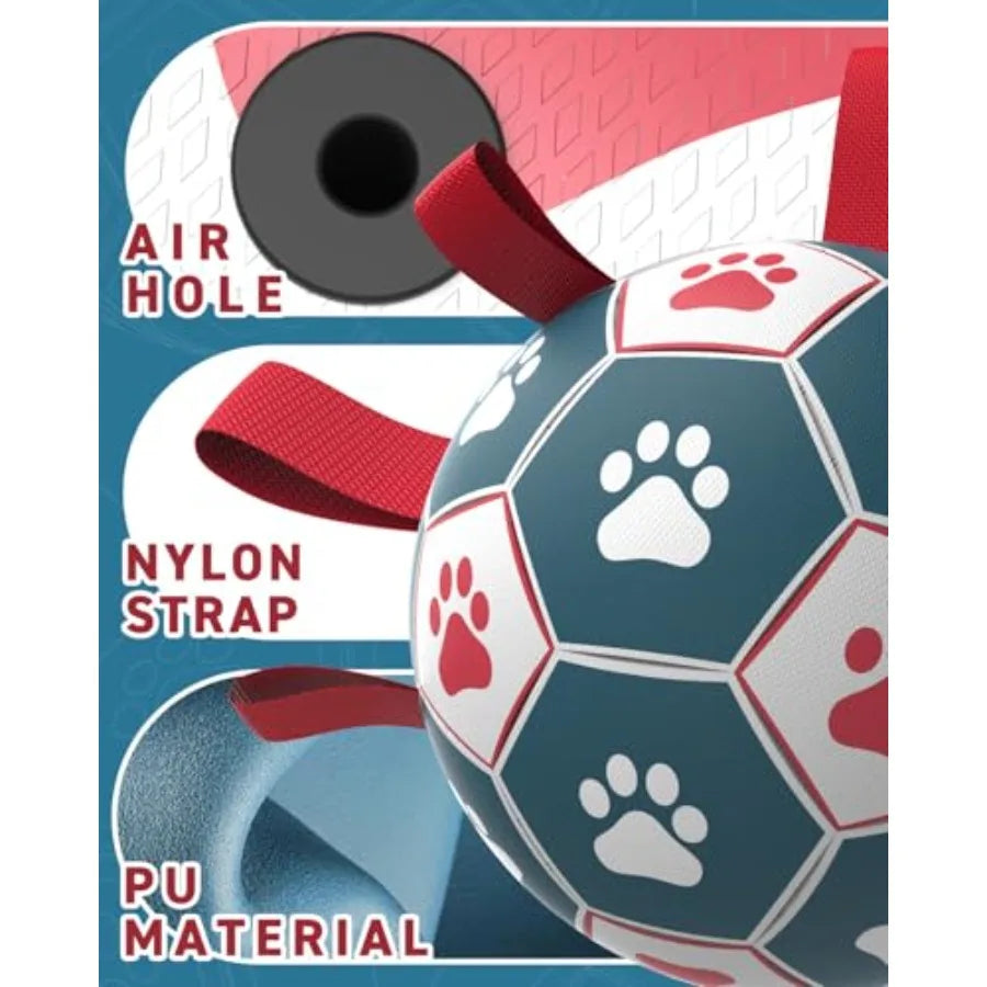 Dog Toys Soccer Ball with Straps Durable Giant Dog Balls Outdoor Dogs Toys Herding Ball Birthday Gifts 10 Inch