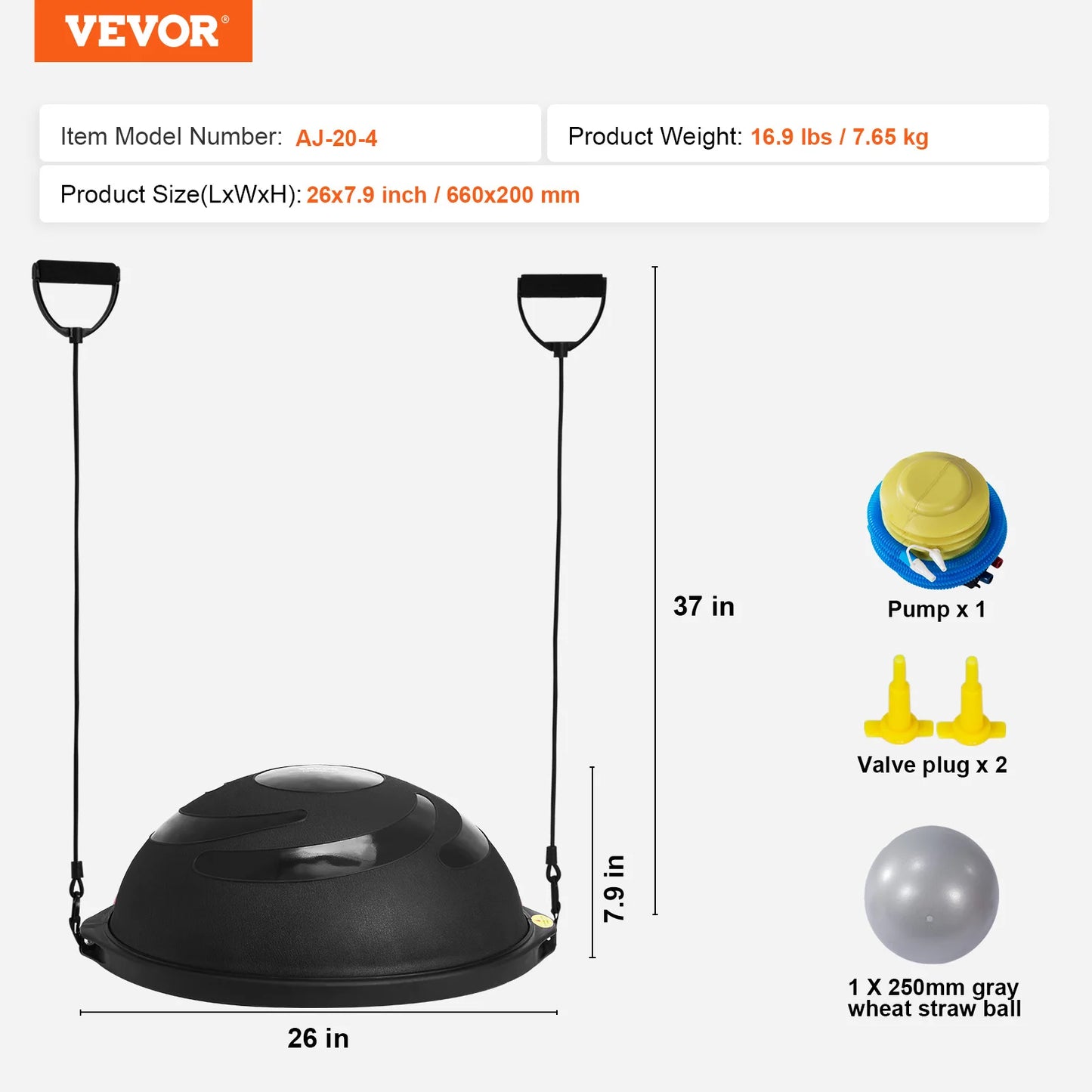 Half Exercise Ball Trainer With Resistance Bands Home Fitness
