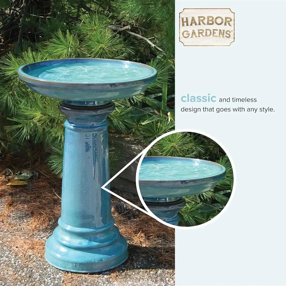 Durable Ceramic Bird Bath For Outdoor Use Weatherproof Garden Feature