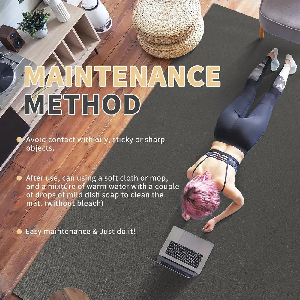 Wide Large Exercise Mat12x7/10x7/8x7(7mm),Thick Workout Mats for Home Gym Flooring,High-Density Durable Cardio Mat,Shoe Friendly