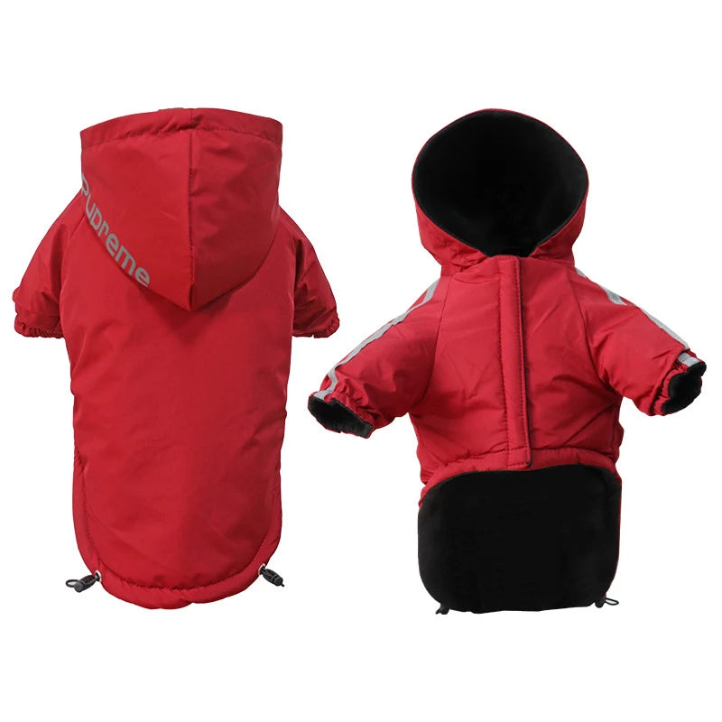 Pet Dog Waterproof Warm Coat Cotton Hooded Jacket The Dog Face Small Dogs Cat Reflective Pet Clothes Winter Coat