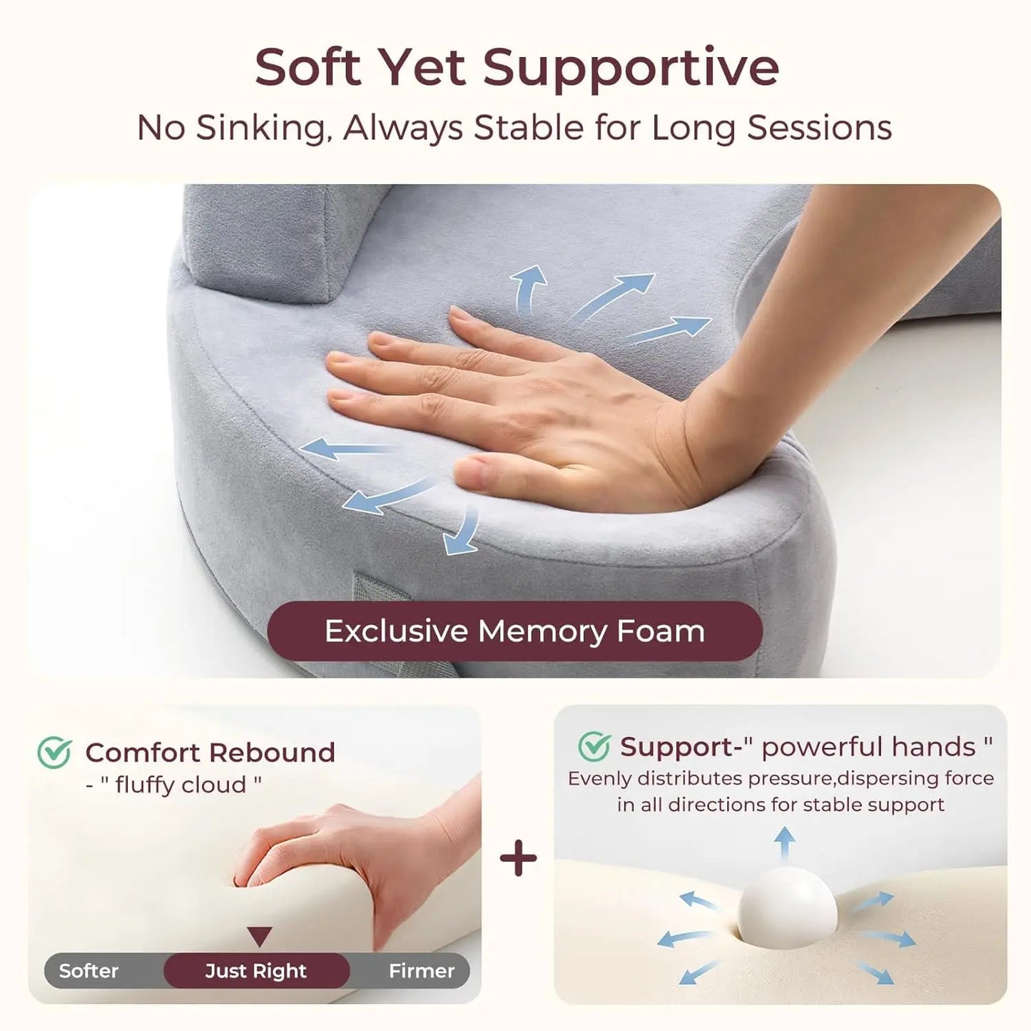 Ergonomic Nursing Pillow with Safety Fence - Firm Memory Foam, Adjustable & Washable Cover for Comfortable Breastfeeding