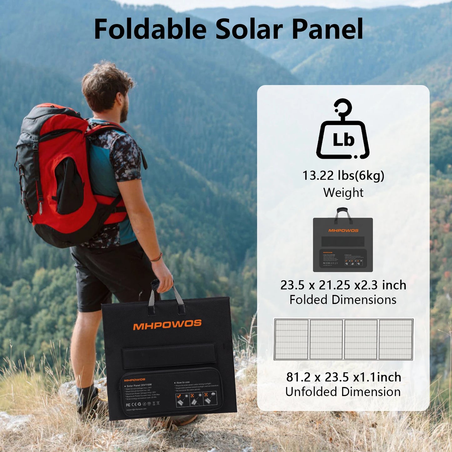 MHPOWOS Portable Solar Charger 40V 220W Foldable Kit