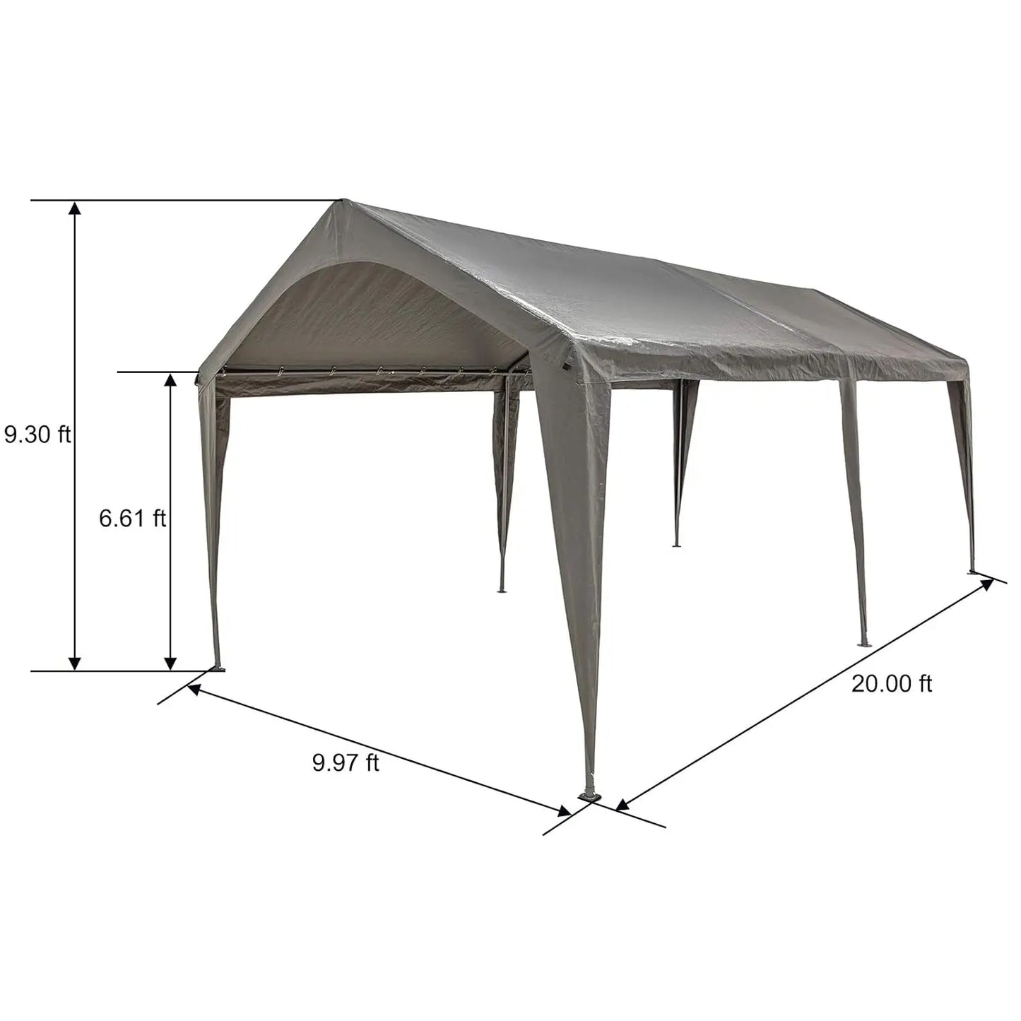 10x20 Ft Heavy Duty Carport Canopy Outdoor Portable Garage Tent Boat Shelter with 6 Legs for Outdoor Party,, Customized
