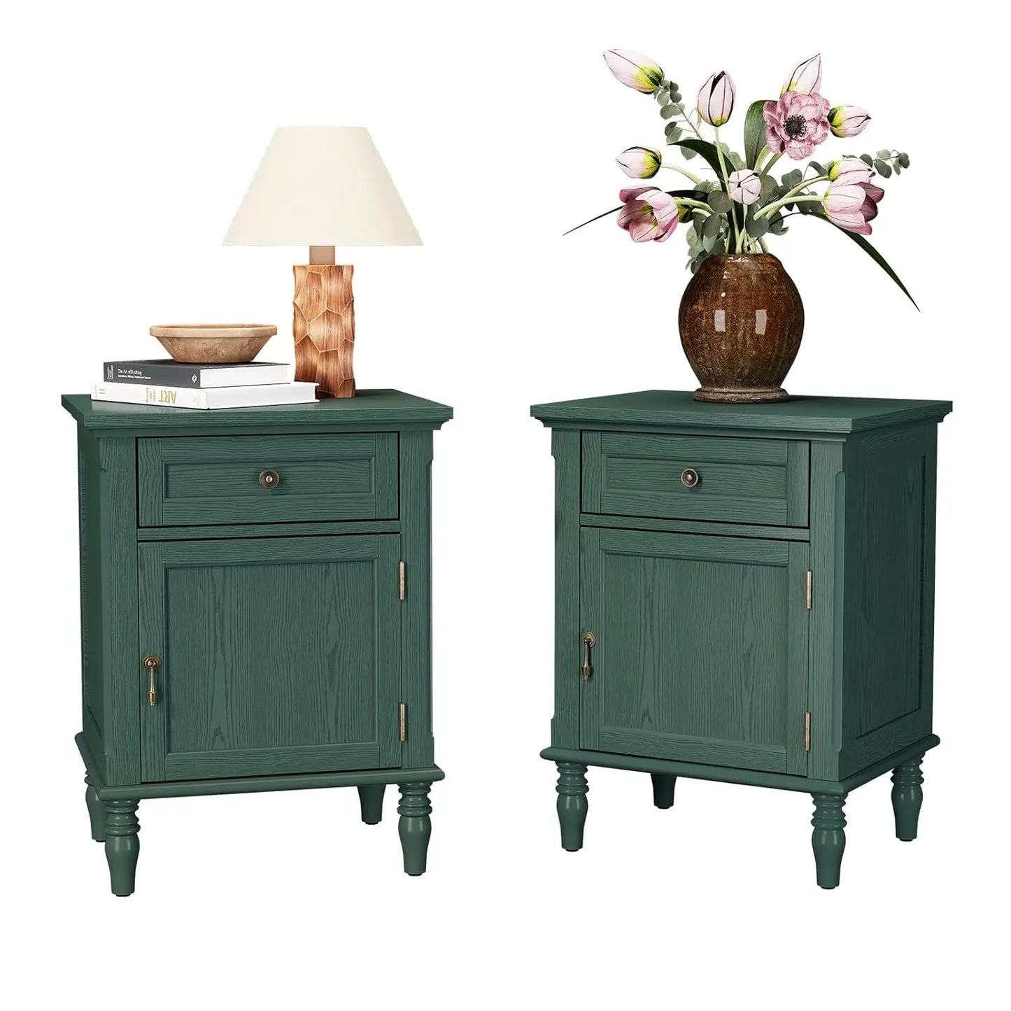 HUANZHUANG Nightstands Set Of Two Wood Bedside Tables With Drawer