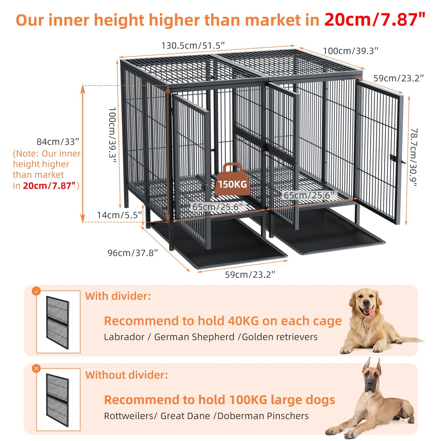 BINGOPAW Heavy Duty Dog Crate With Removable Divider