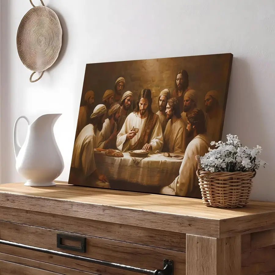 Jesus Canvas Wall Art Last Supper Christian Decor Dining Room