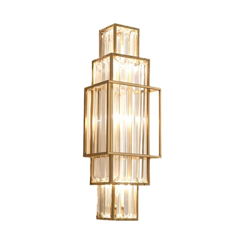 Crystal Glass Wall Lamp, Modern Geometric Indoor Lighting