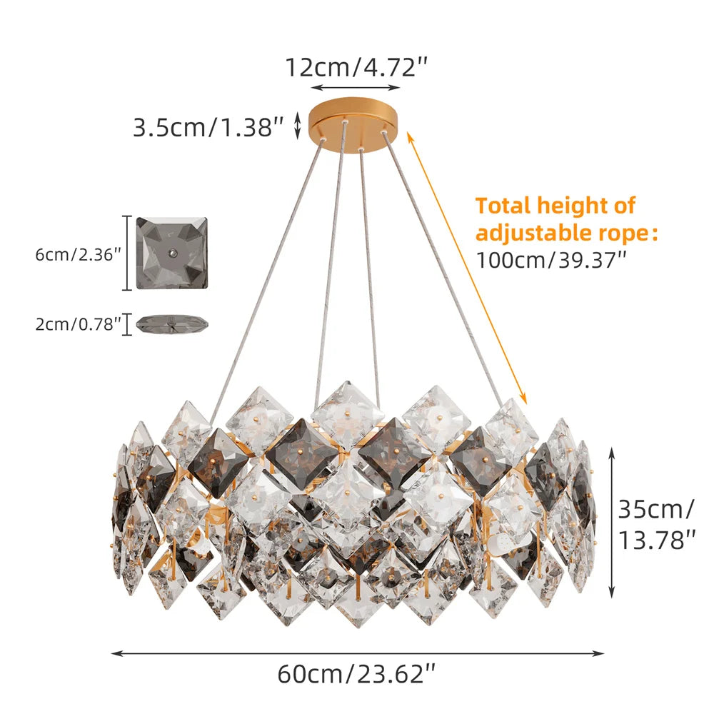 LUVODI Crystal Chandelier Pendant Light Fixture Modern Hanging Ceiling Decor