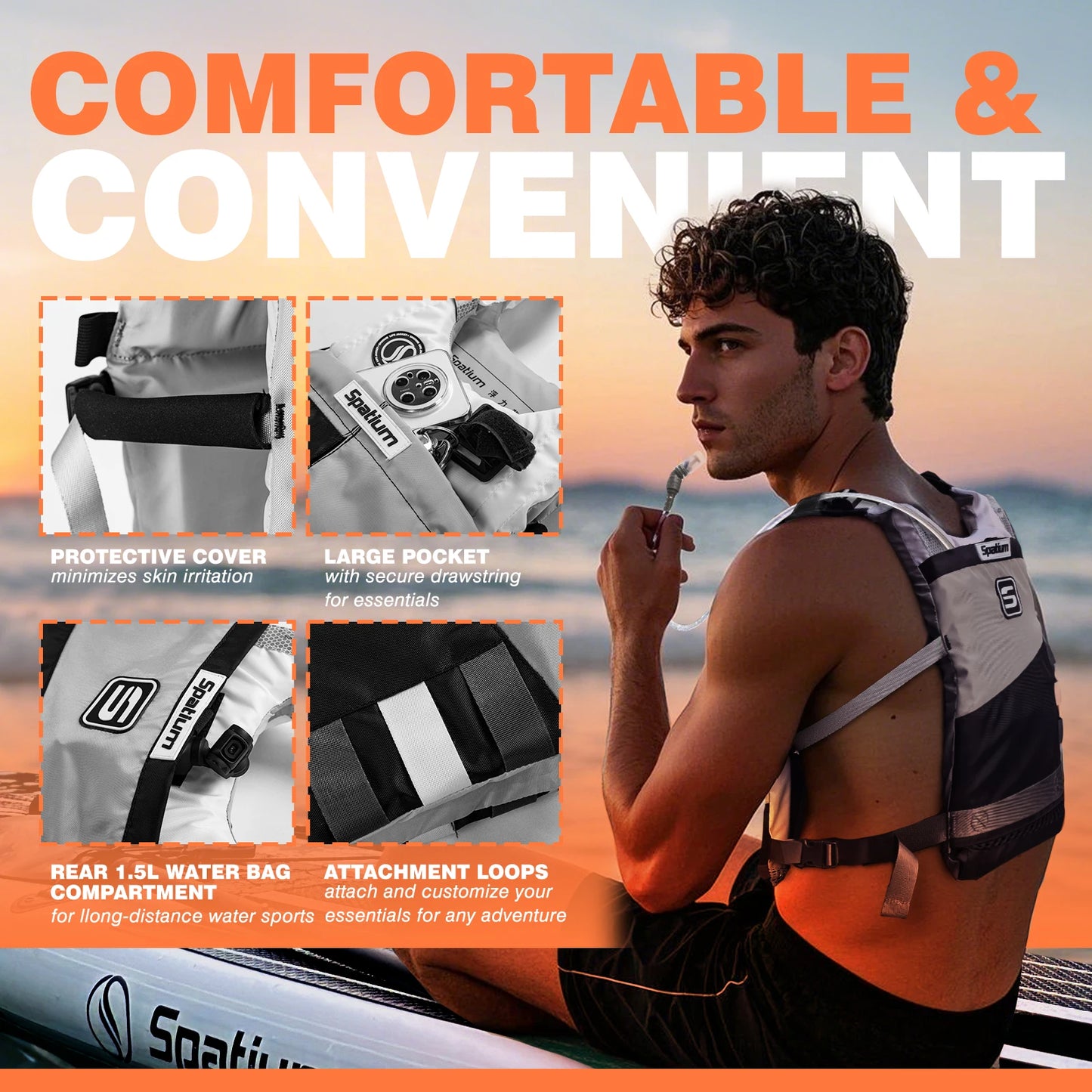 Spatium Adult Life Vest Kayak Surfing Water Sports Life Jacket