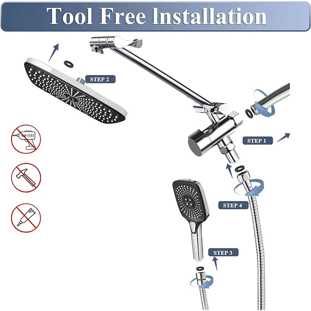 Shunmaii Rainfall Shower Head and Handheld Wall Mount Combo