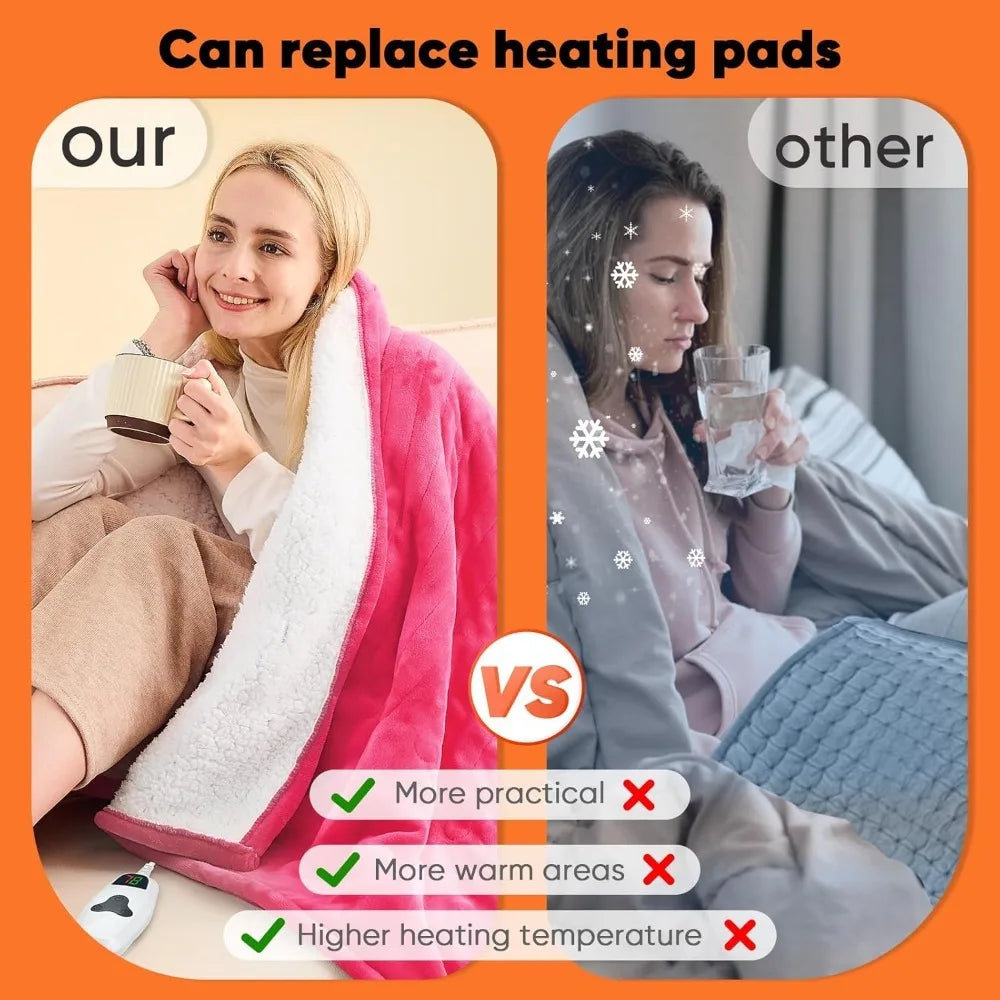 Electric Heated Throw Blanket With 10 Heat Levels Auto Off