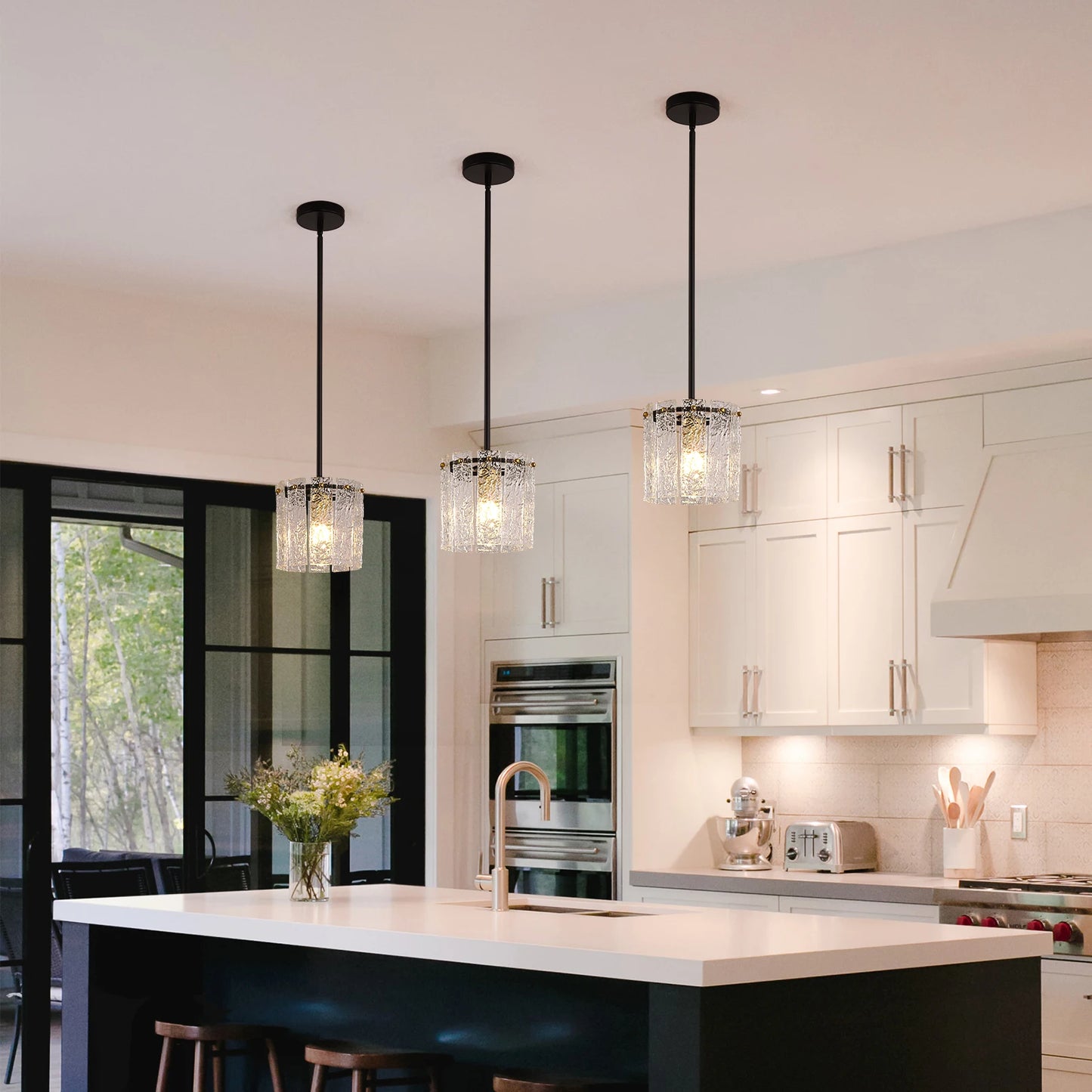 VETRULUS Crystal Glass Pendant Ceiling Light Modern Bedroom Lamp