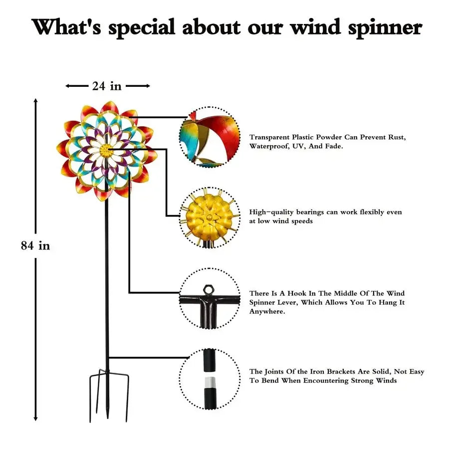 Spinners Outdoor for Yard and Garden Large, Metal Wind Spinners amp Wind Sculptures 84 inch, Birthday Gift for Women Family Gar