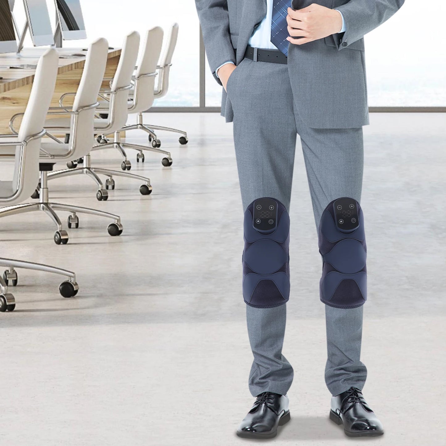 7W Drak Blue Massage Knee Pads, Freestanding Heating and Vibrating Knee Massager For Knees, Shoulders, and Other Joints