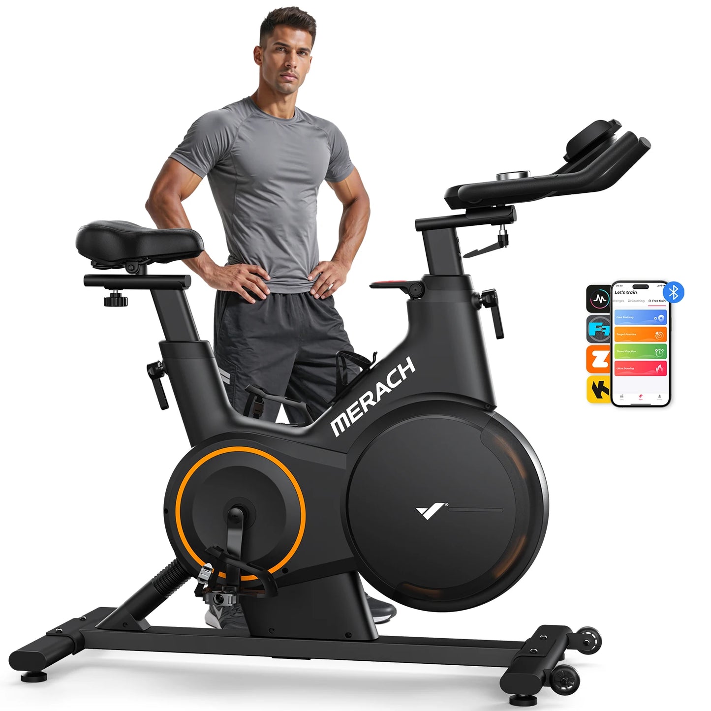 MERACH Exercise Bike Smart Magnetic Stationary Bike Indoor Cycling Adjustable Incline ±6° Grade Level Capacity Home Weight Loss