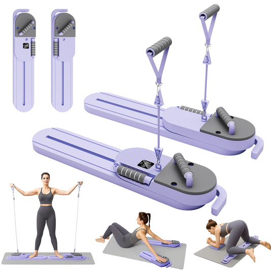 Portable Pilates Reformer Board With LCD Display And Resistance Bands