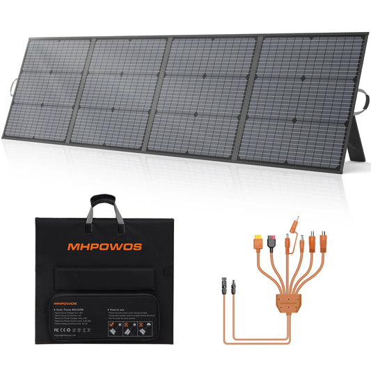 MHPOWOS 220/400W Lightweight Portable Solar Panel , Foldable Solar Panel with Kickstands for RV,Camping, Off Grid System