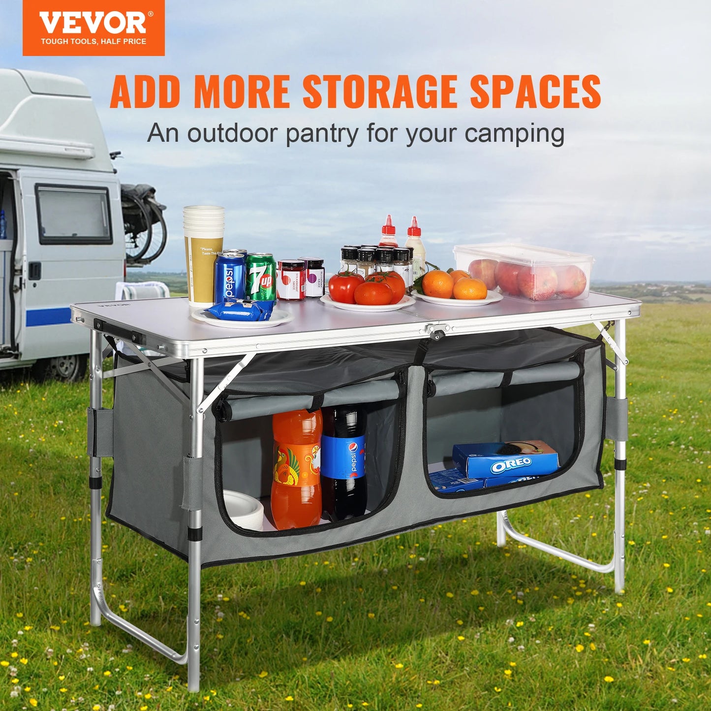 VEVOR Camping Kitchen Table Outdoor Folding With Quick Setup