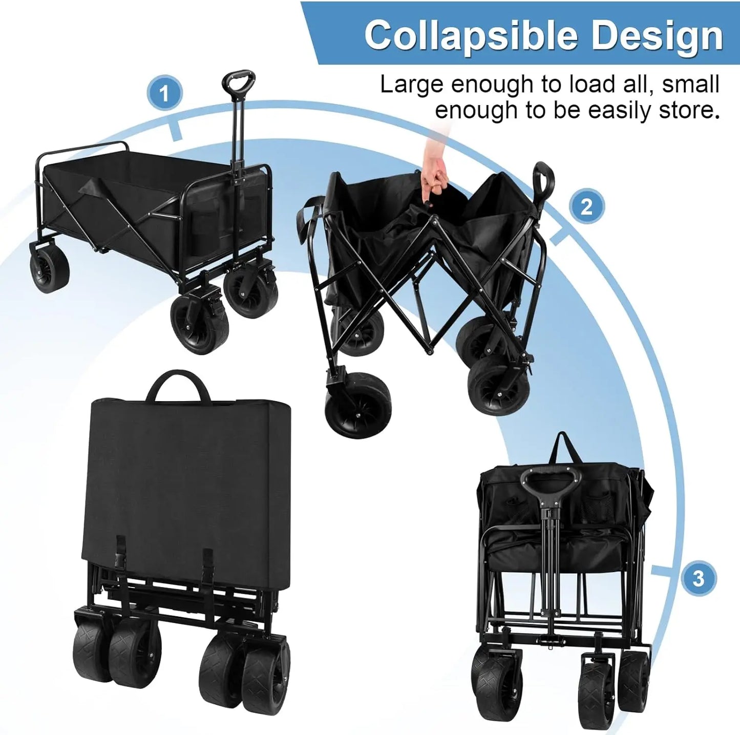 NONEL Folding Wagon With Wheels For Camping And Outdoor Use