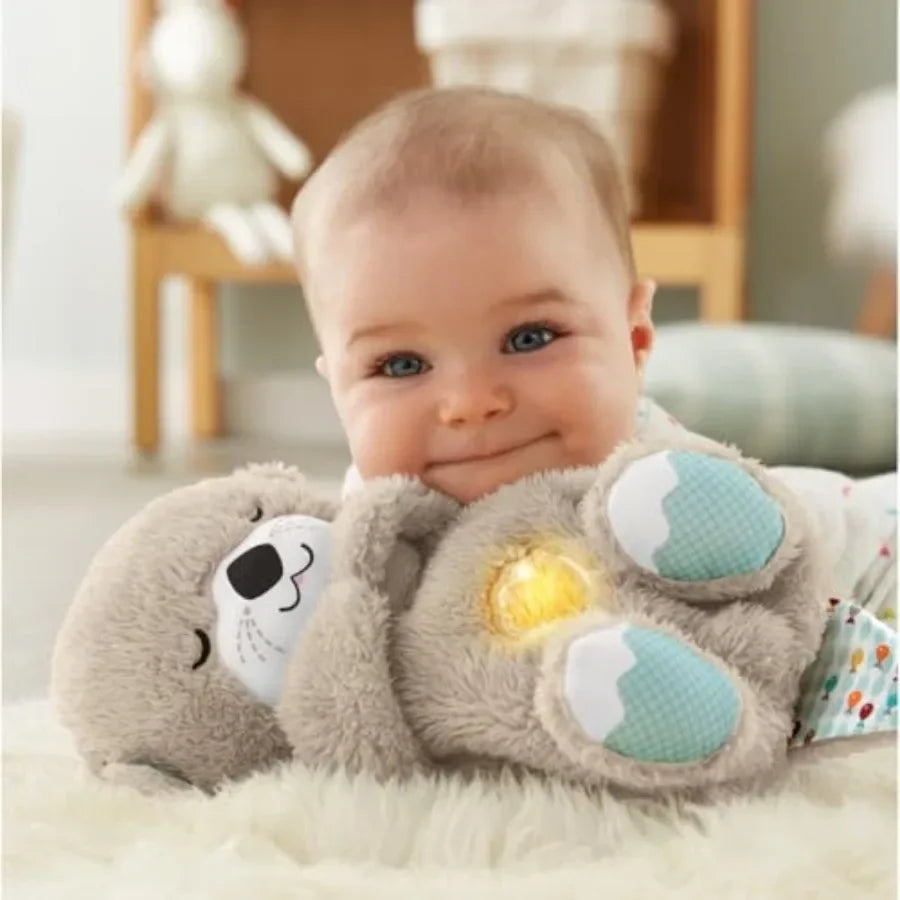 Fisher-Price Baby Toy Soothe 'n Snuggle Otter Portable Plush Sound Machine with Music Lights Breathing Motion for Newborns 0+ M