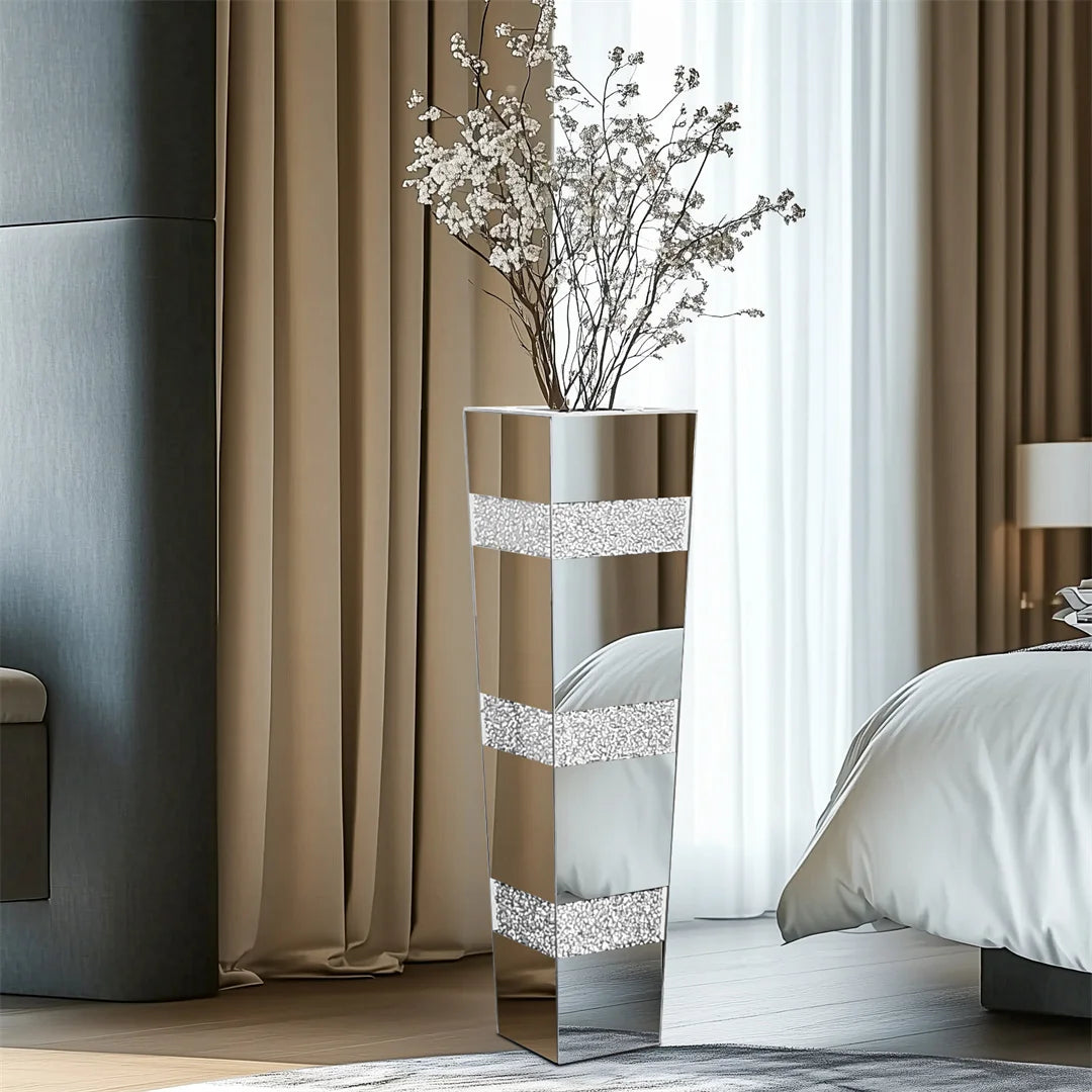 Elegant Modern Floor Vase With Crystal Diamond Accents