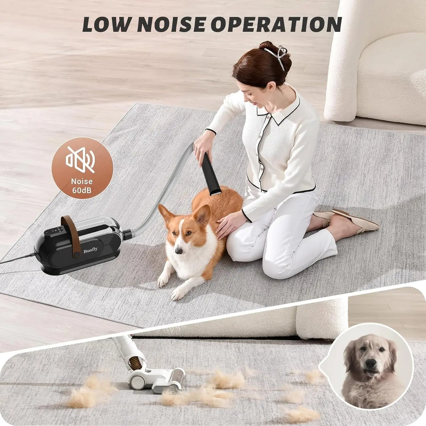 Pet Grooming Vacuum Kit With 13000kPa Suction For Home