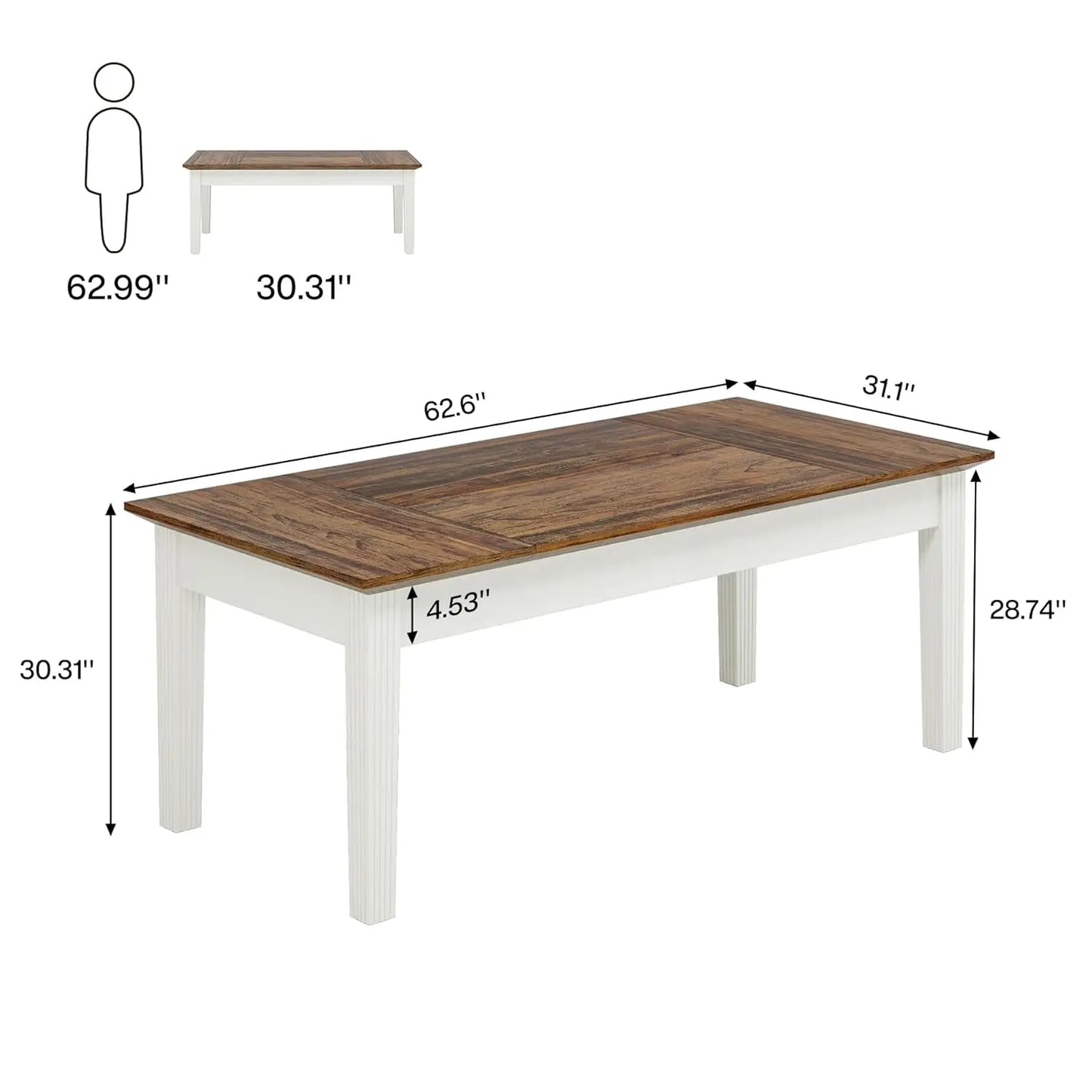 Modern Farmhouse Dining Table With Solid Wood Legs