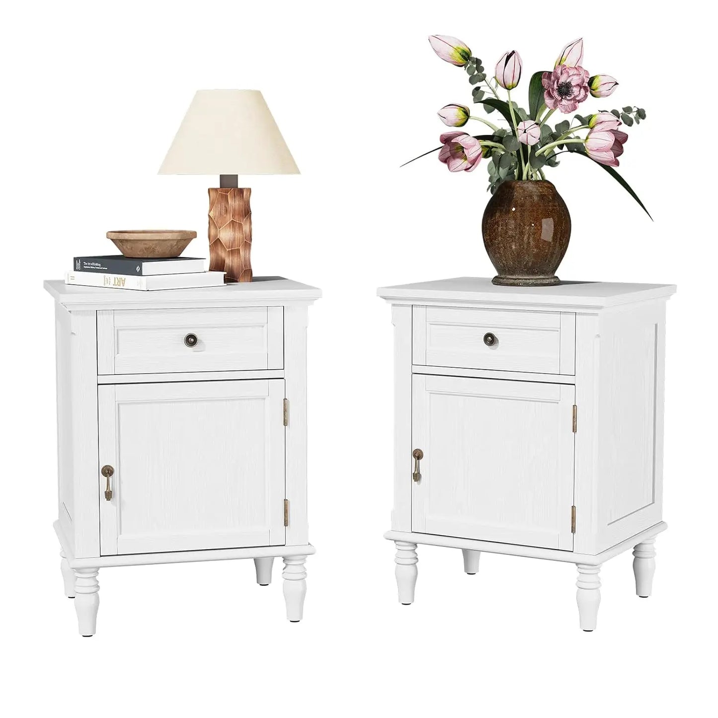 HUANZHUANG Nightstands Set Of Two Wood Bedside Tables With Drawer