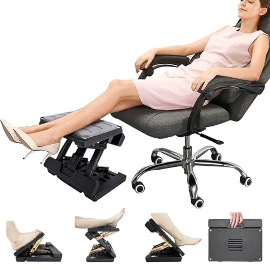 Adjustable Feet Rest and Footstool Under Desk Ergonomic Leg Rest with Massage Roller Height and Angle Adjustable Detachable Cus