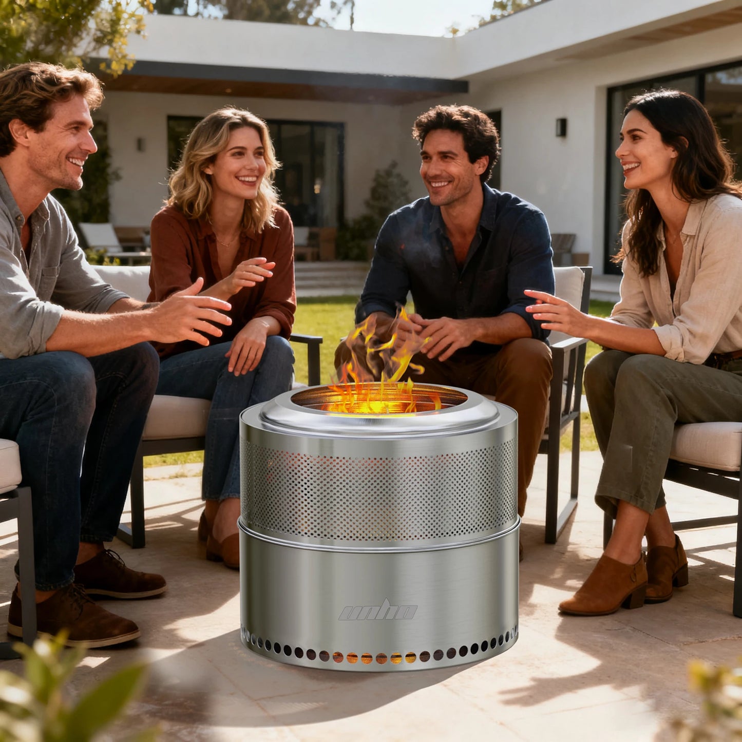 Wood Burning Fire Pit Stainless Steel Smokeless Portable Carry Bag