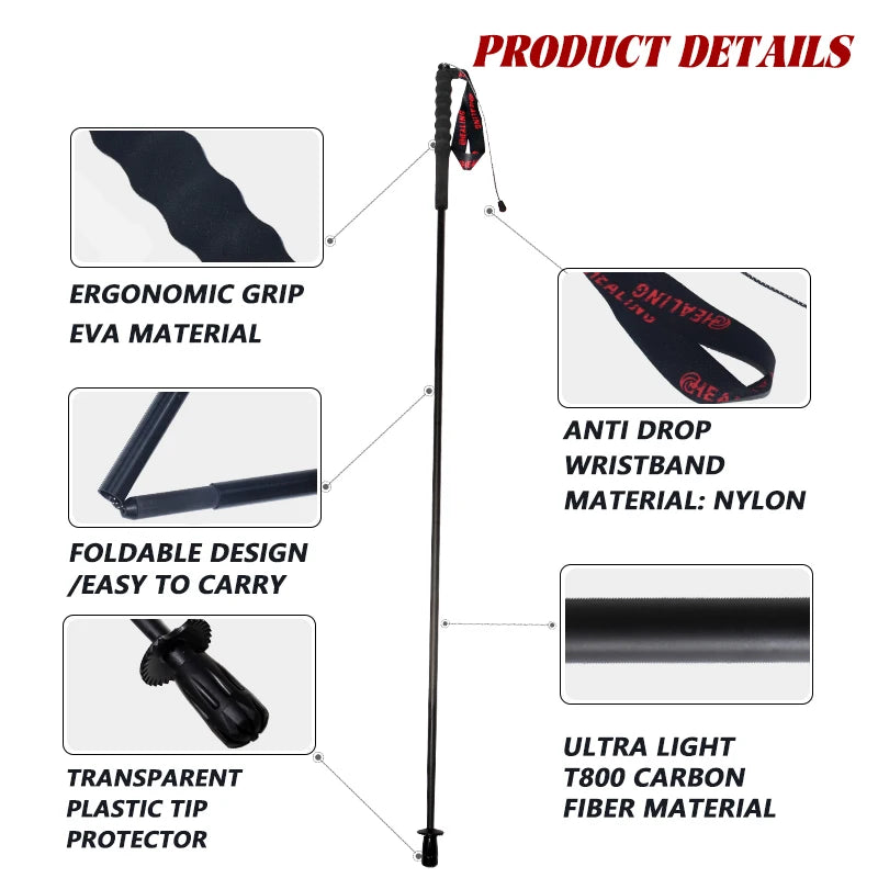 OKHEALINGCN Ultra Light Carbon Fiber Trekking Poles Folding