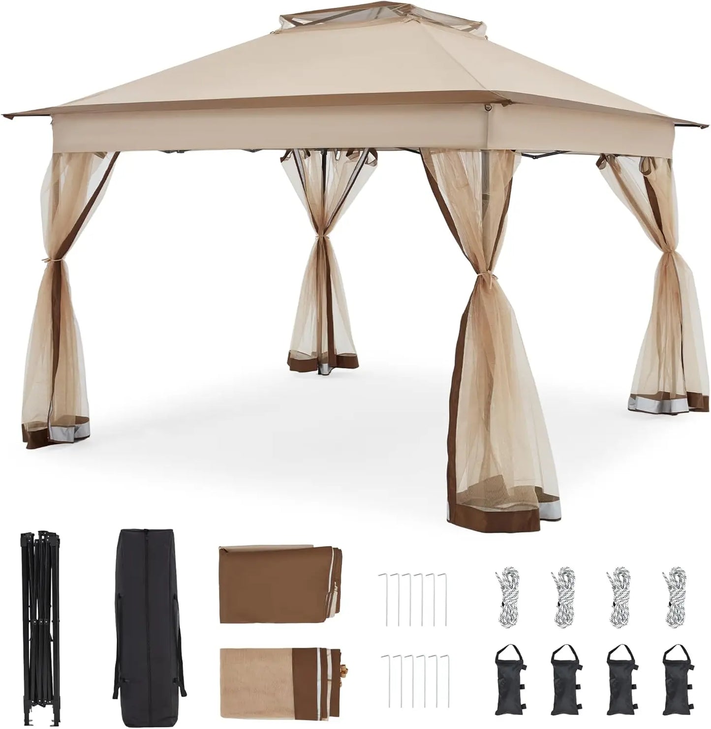 11x11 Pop Up Gazebo Tent with Mosquito Netting – Quick Set Up, Water-Resistant Outdoor Canopy for Patio, Garden, Backyard, and