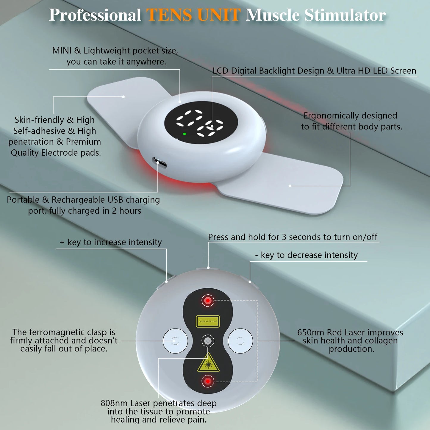 KTSDropshipping Tens Muscle Stimulator With Near Infrared EMS Therapy