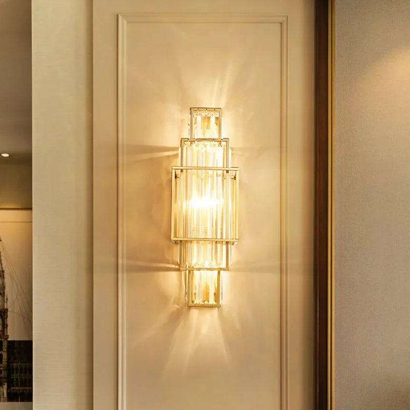 Crystal Glass Wall Lamp, Modern Geometric Indoor Lighting
