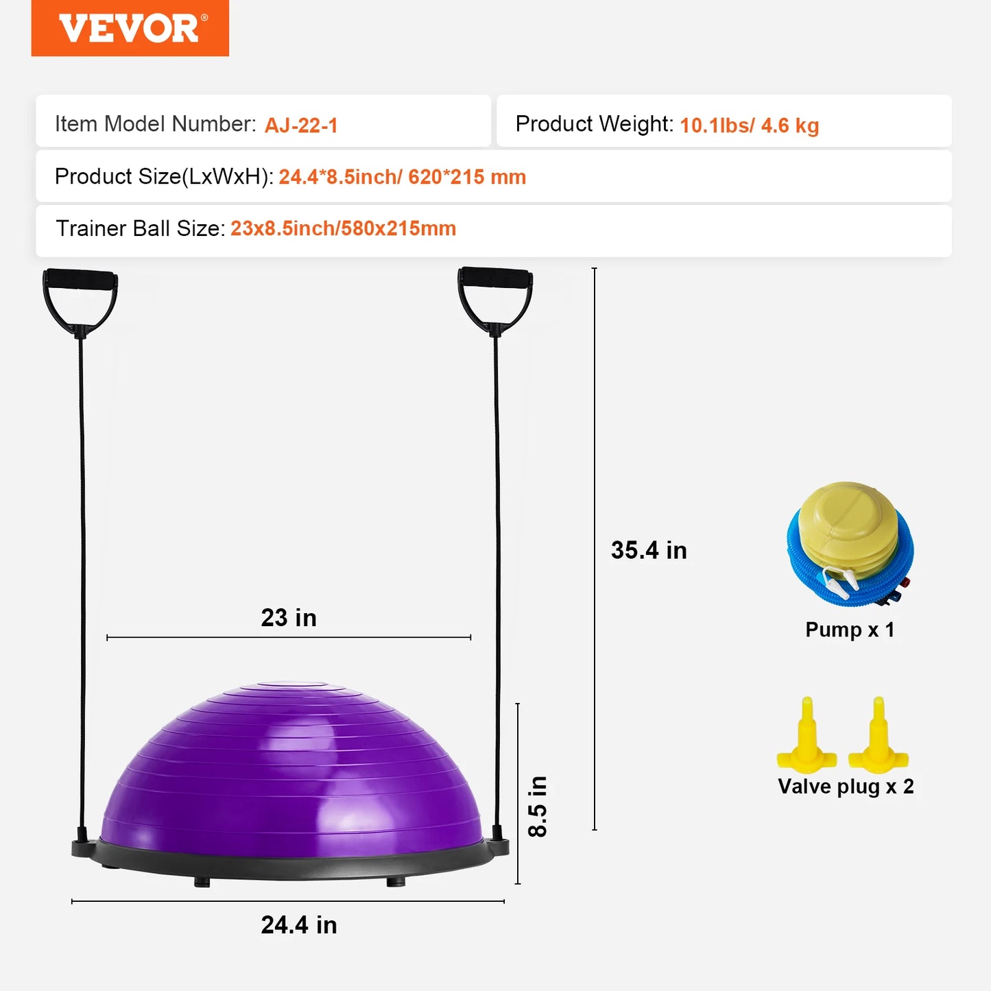 Half Exercise Ball Trainer With Resistance Bands Home Fitness