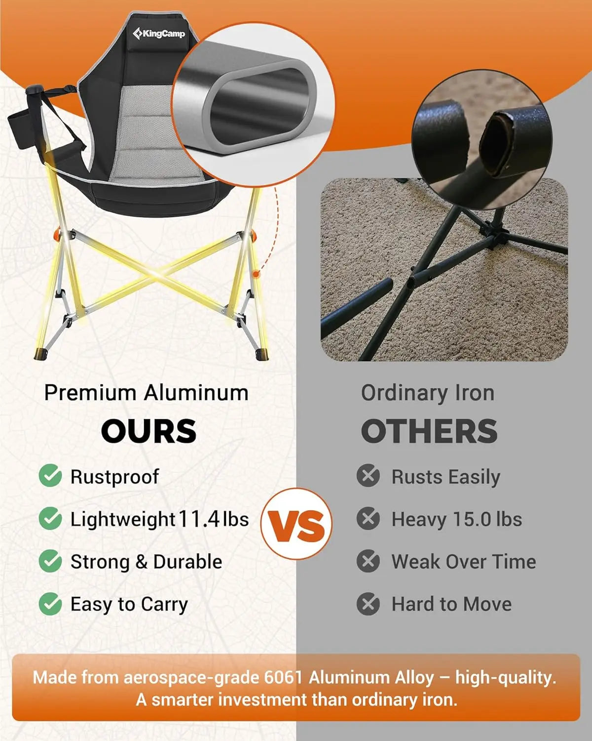 Portable Folding Hammock Chair With Footrest For Outdoors 400lbs Capacity