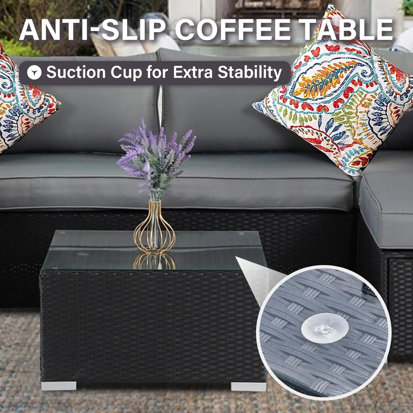 7-Piece Outdoor Patio Furniture Set Handwoven All-Weather Rattan