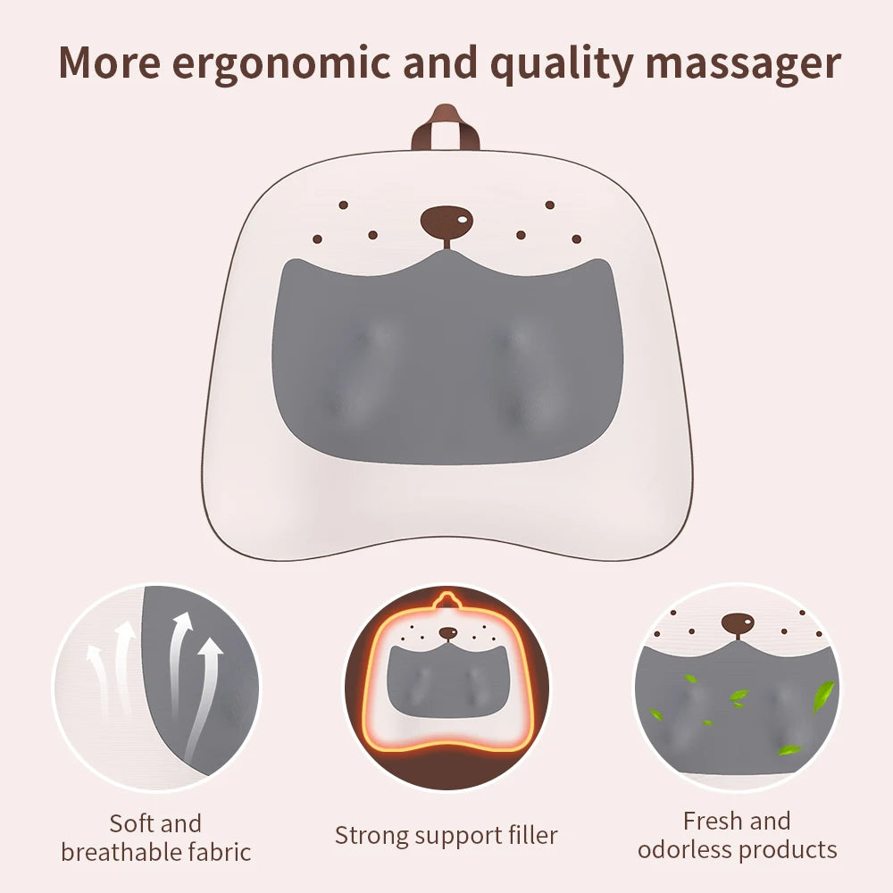 Back Neck Massager Electric Waist Massager Heated Vibration Lumbar Muscle Massage Relaxation Pain Relief Massage Throw Pillow