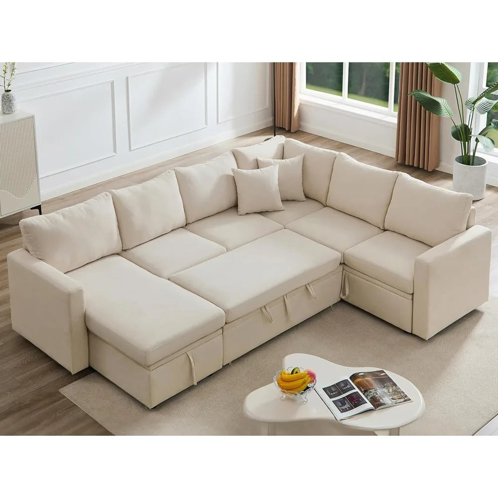 DAFIFY Cloud U-Shaped Sectional Sofa With Pull-Out Bed