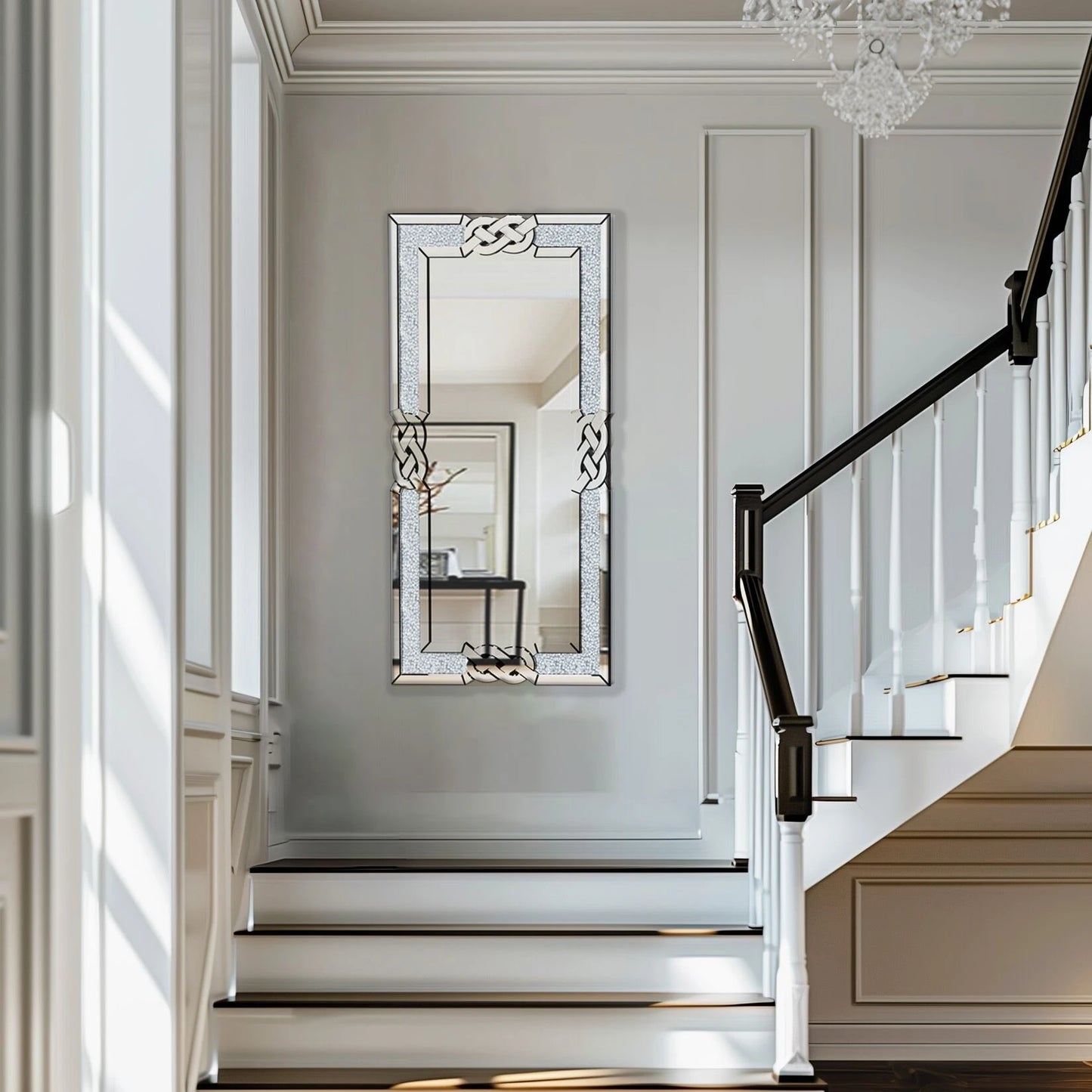 Wisfor Crushed Diamond Wall Mirror With Crystal Frame Edge