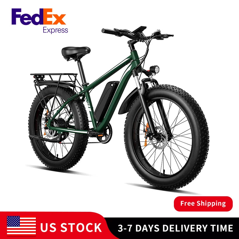 Electric Fat Tire Bike 1000W 48V 15Ah Disc Brake Ebike