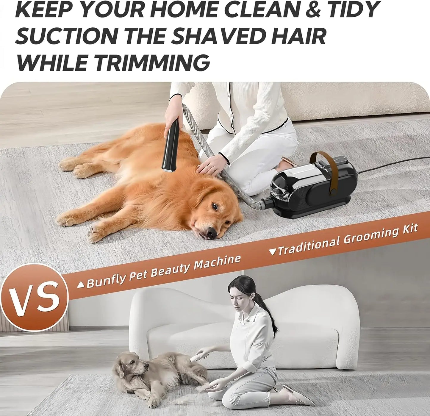 Pet Grooming Vacuum Kit With 13000kPa Suction For Home