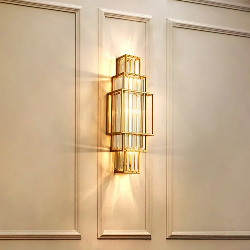 Crystal Glass Wall Lamp, Modern Geometric Indoor Lighting