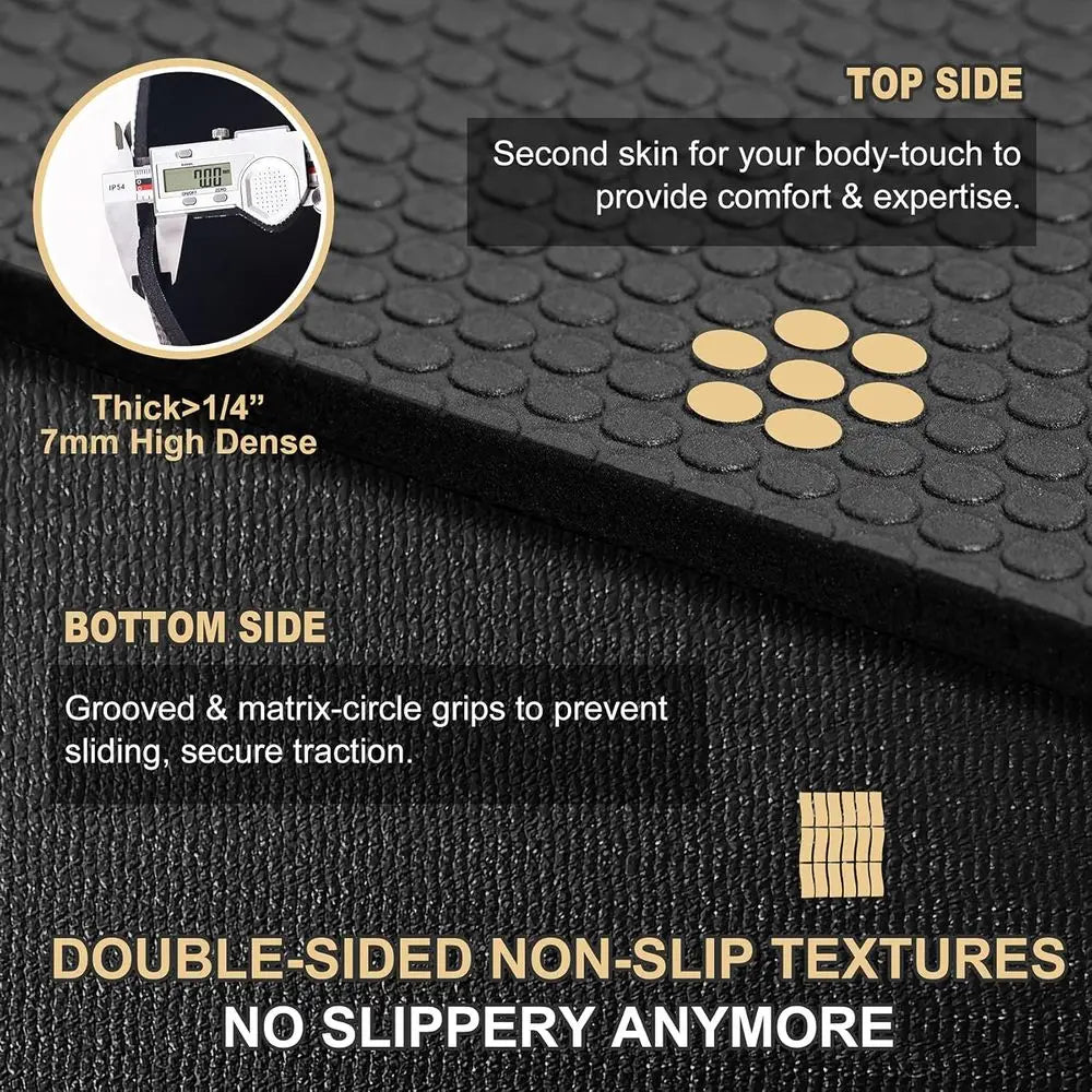 Wide Large Exercise Mat12x7/10x7/8x7(7mm),Thick Workout Mats for Home Gym Flooring,High-Density Durable Cardio Mat,Shoe Friendly