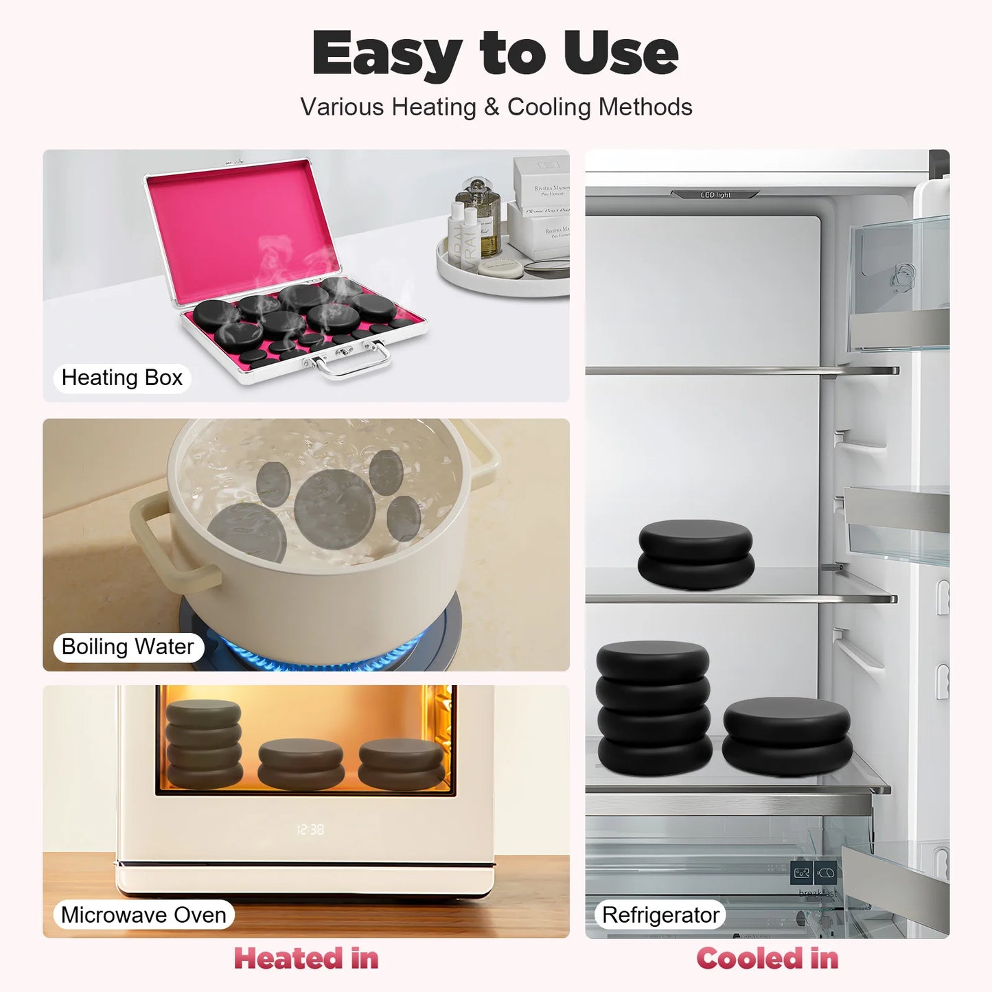 16 Pcs Hot Stones Massage Warmer Kit, Portable Hot Stones Massage Set with Heater Box for Home Spa Warming Therapy Relaxing