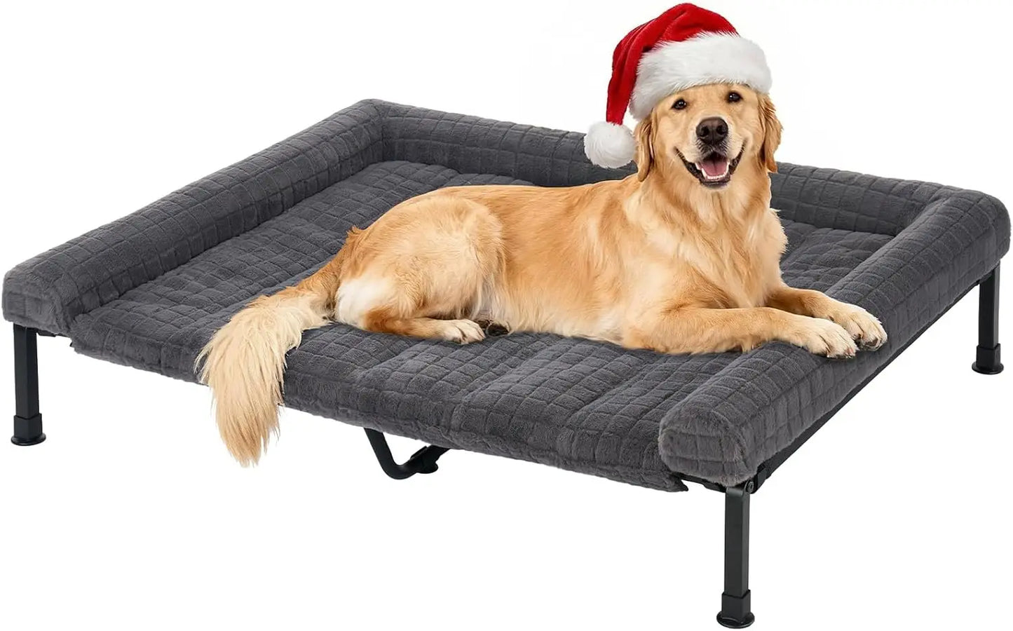 Elevated Dog Bed Large Sized with Fluffy Plush Bolster Cushion, Washable Orthopedic Dog Couch Bed, Cooling Raised Pet Cot
